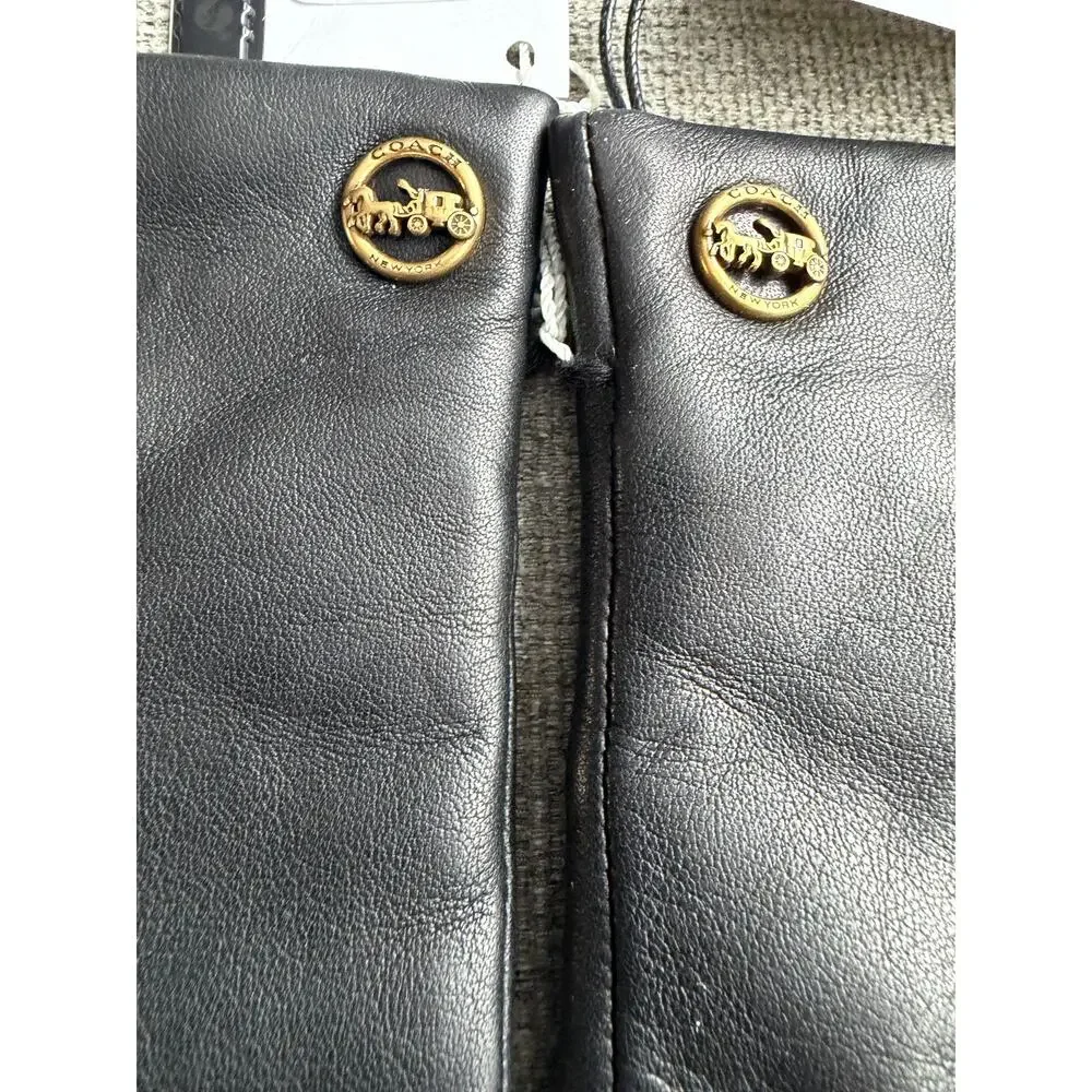 Coach Horse And Carriage Sheep Leather Tech Gloves Black Size 6.5 - F76310 New